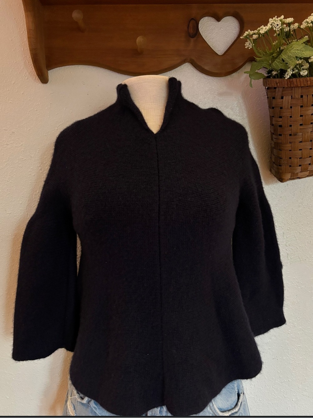 Miu Miu Black Knit Funnel-Neck Sweater